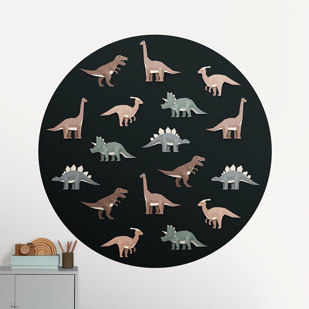 Studio Ditte - Wallpaper Circle 142,5 cm - Dinosaur Dark