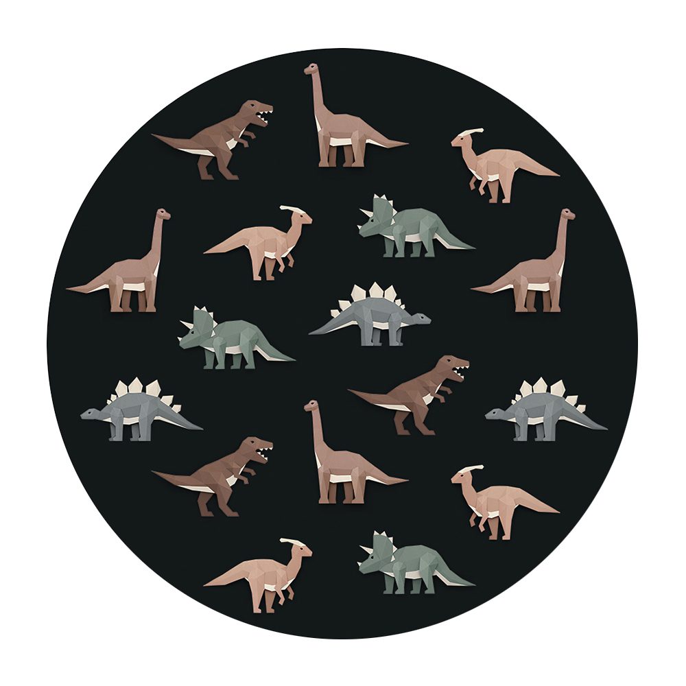 Studio Ditte - Runde Tapete ø190 cm - Dinosaurier Dunkel