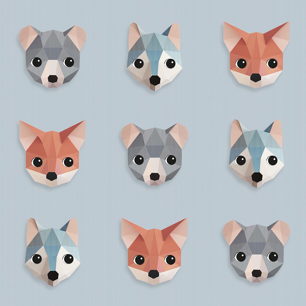 Studio Ditte - Kinderzimmertapete - Forest Animals Ice Blue