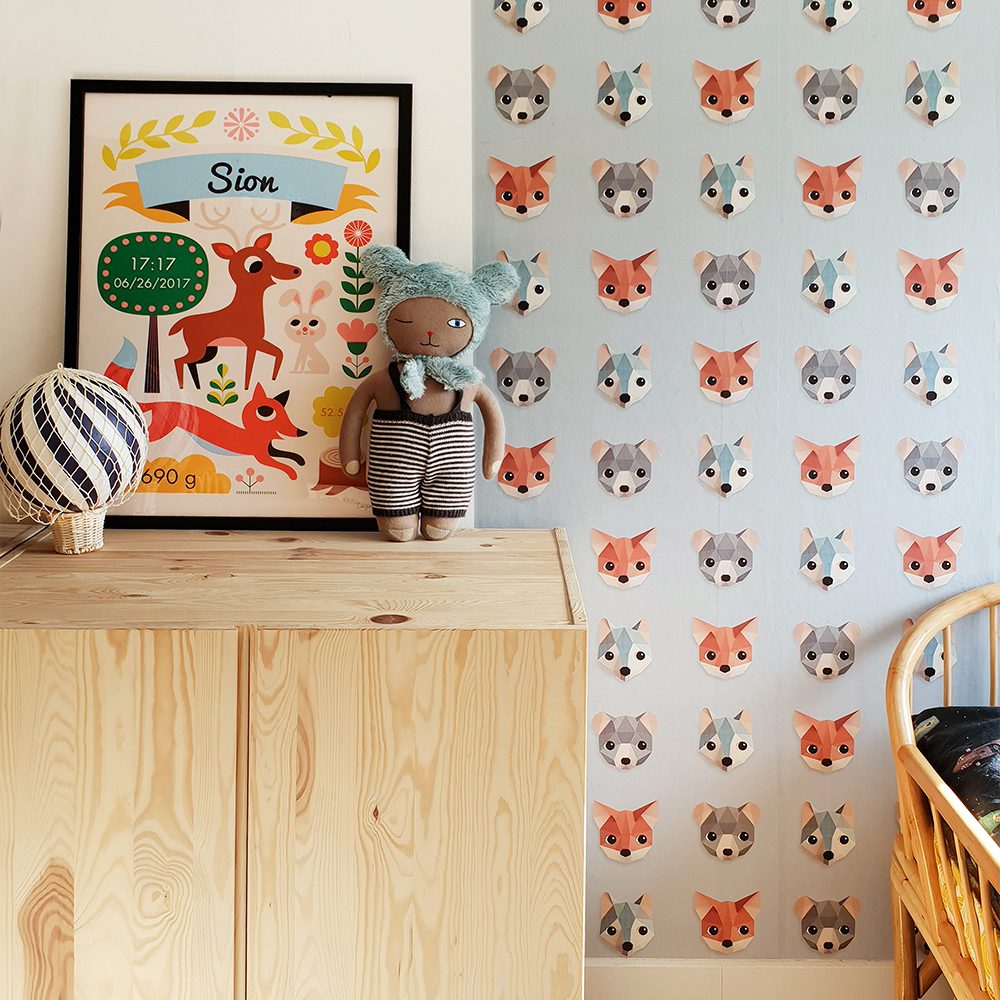 Studio Ditte - Wallpaper Kids Room - Forest Animals Ice Blue