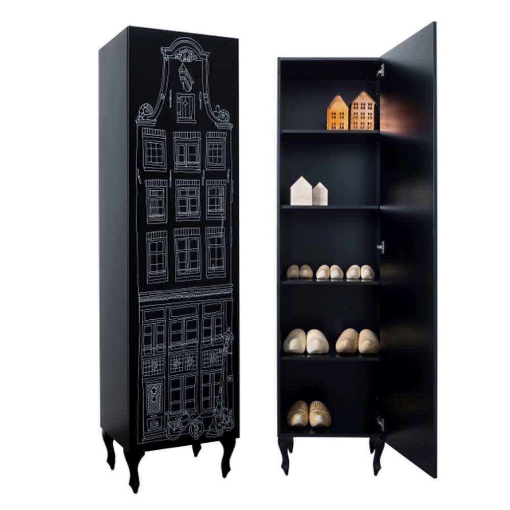 This is Dutch - Kast Amsterdam - Halsgevel - Zwart met witte print