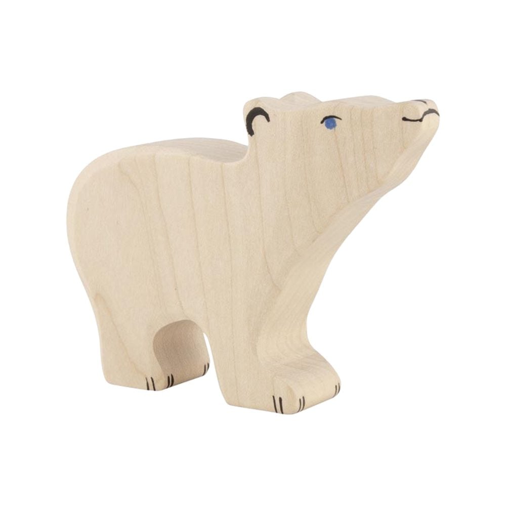 Holztiger - Wooden Animals - Polar Bear, Small, Head Raised