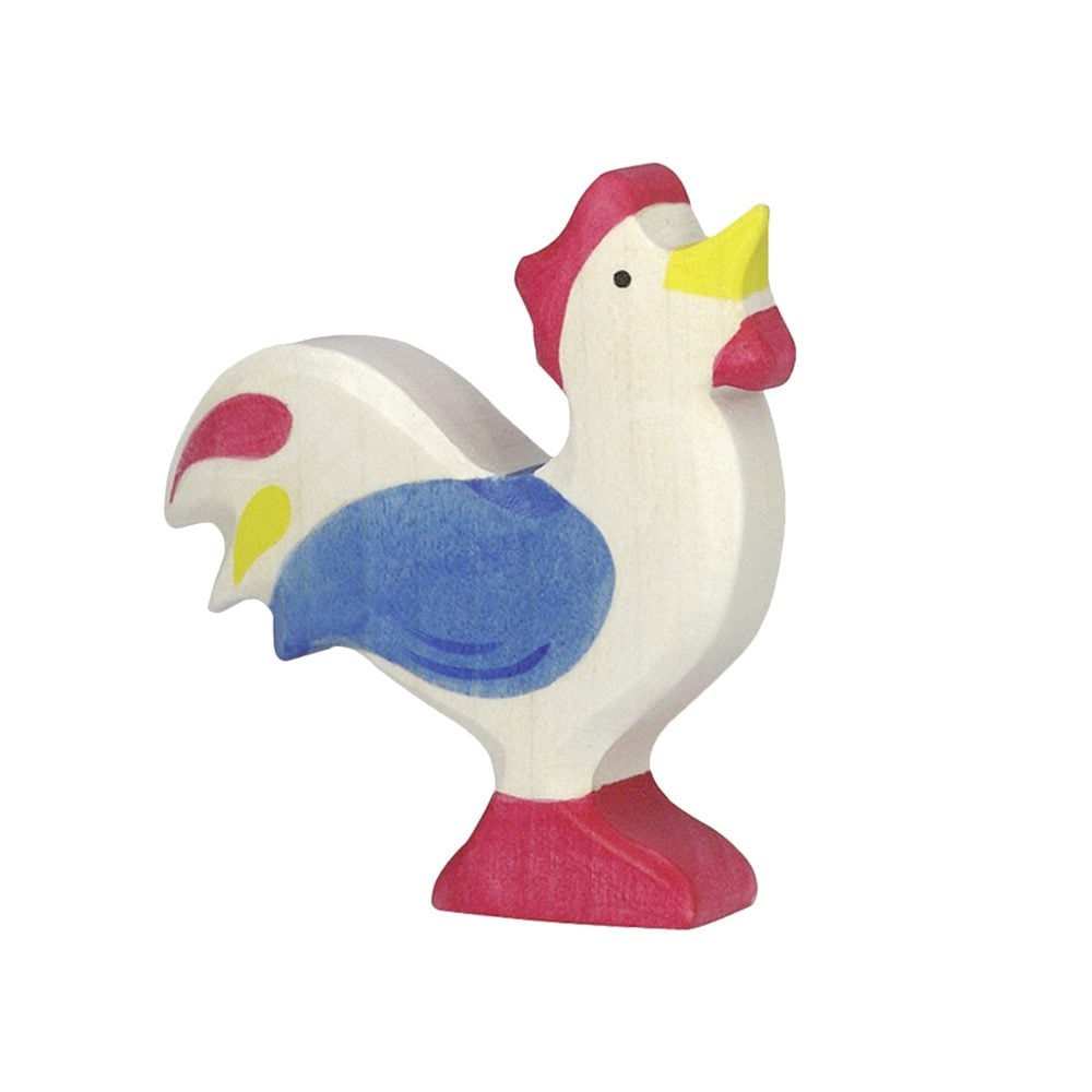 Holztiger - Wooden Animals - Rooster, Blue