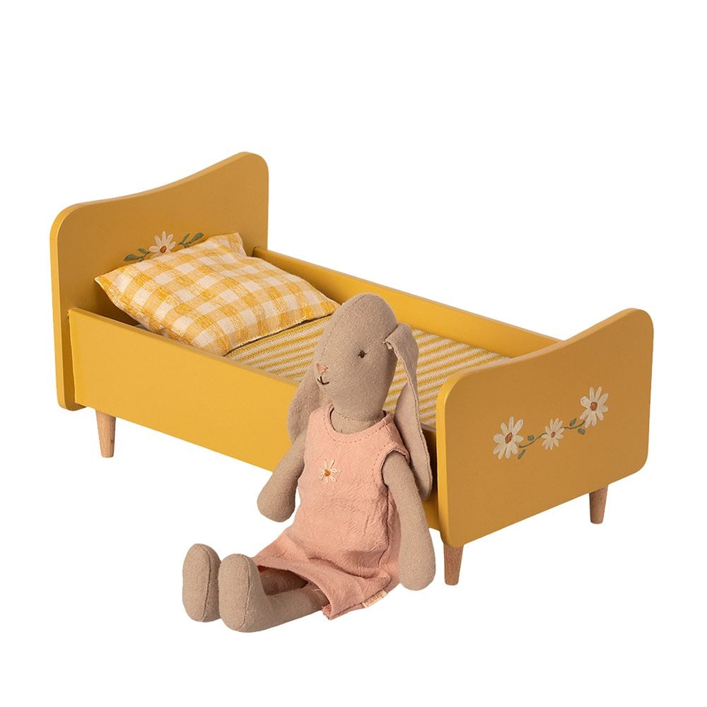 Maileg - Miniature Furniture - Wooden Bed - Yellow
