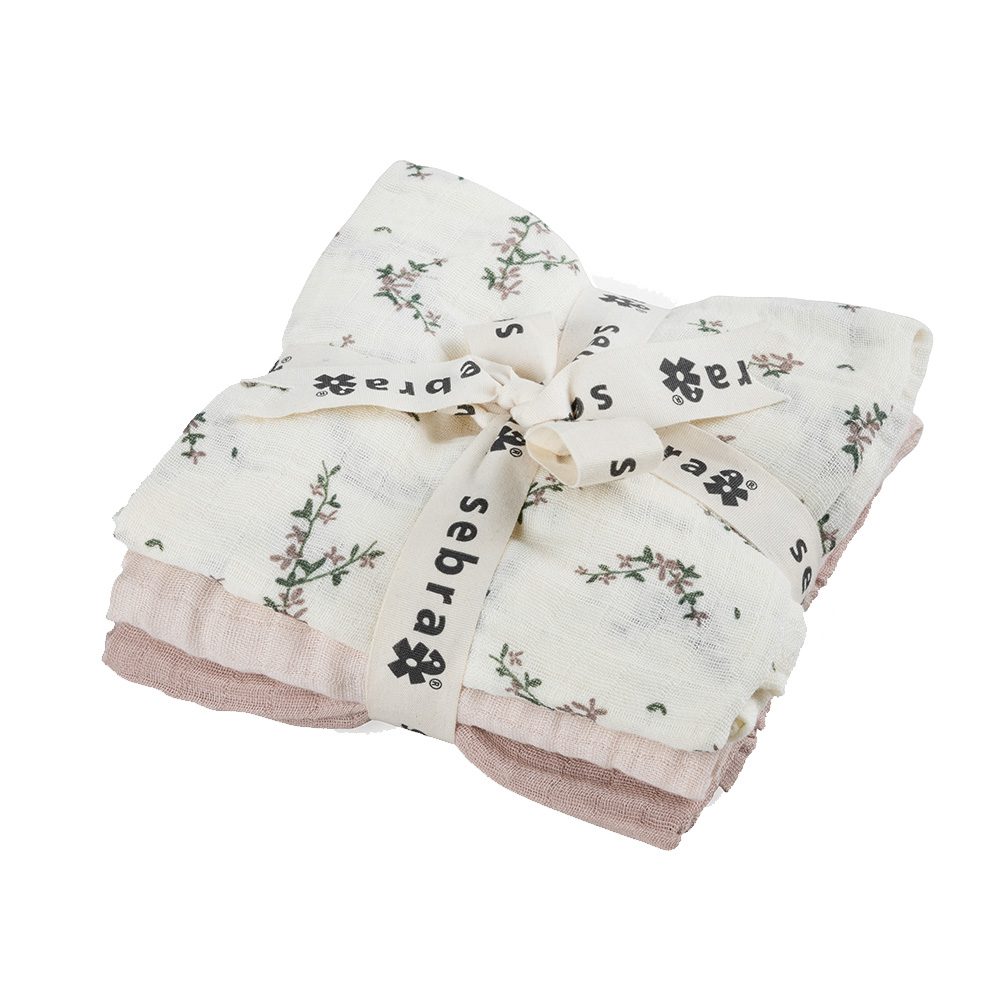 Sebra - Musselin Spucktücher - Powder Blossom - Rose (3st.)