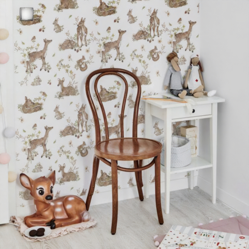 Dekornik - Kidsroom Wallpaper - Deer Meadow White