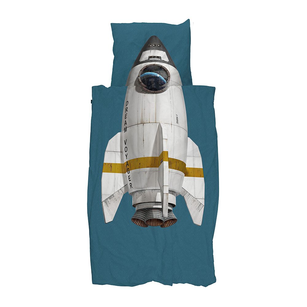 SNURK - Kids Duvet Cover Set - Rocket Smokey Blue - NL 140 x 200/220 cm