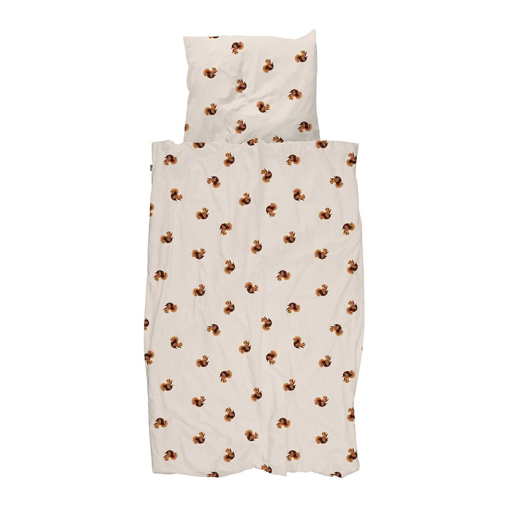 SNURK - Kids Duvet Cover Set - Squirrels Beige - NL 140 x 200/220 cm