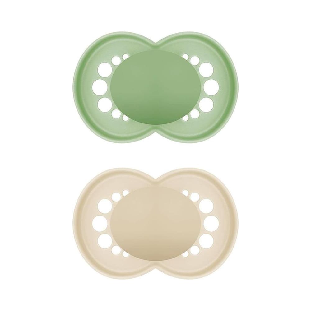 MAM - Schnuller Plain - Pure Silicone 6-16 Monate - Grün/Beige - 2 st.