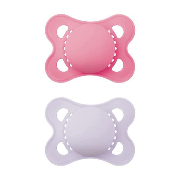 MAM - Schnuller Plain - Pure Silicone 0-6 Monate - Rosa/Lila - 2 st.
