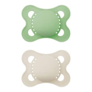 MAM - Pacifier Plain - Pure Siliconen 0-6 months - Green/Beige - 2 st.