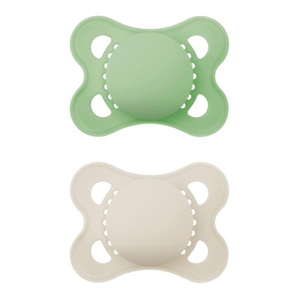 MAM - Schnuller Plain - Pure Silicone 0-6 Monate - Grün/Beige - 2 st.