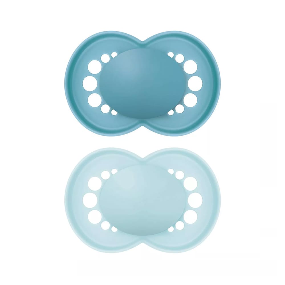 MAM - Pacifier Plain - Pure Siliconen 6-16 months - Blue - 2 st.