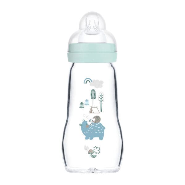 MAM - Feel Good Babyflasche aus Glas 260 ml - Blau
