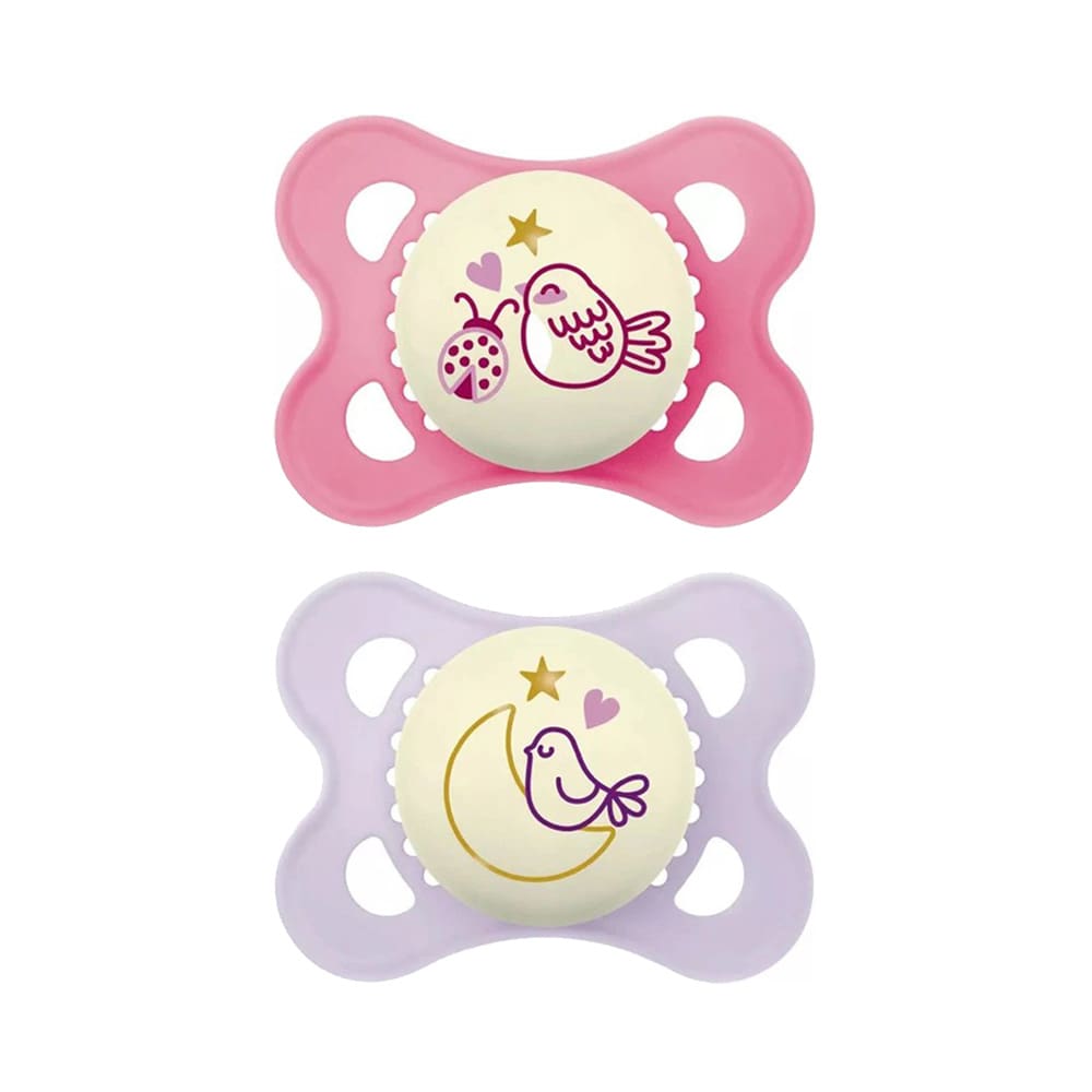 MAM - Schnuller Pure Night Silicone 0-6 Monate - Rosa - 2 st.