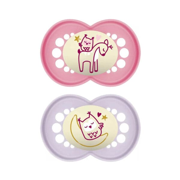 MAM - Schnuller Pure Night Silicone 6-16 Monate - Rosa - 2 st.
