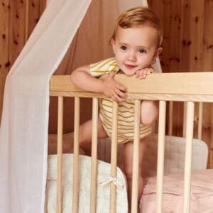 Dear April - Nori Cot Bumper - Quilted & Padded - Mini Check - 190 x 26 cm