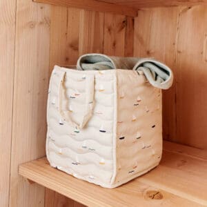 Dear April - Ami Basket - Quilted & Padded - Pond Boats - 25 x 25 x 30 cm