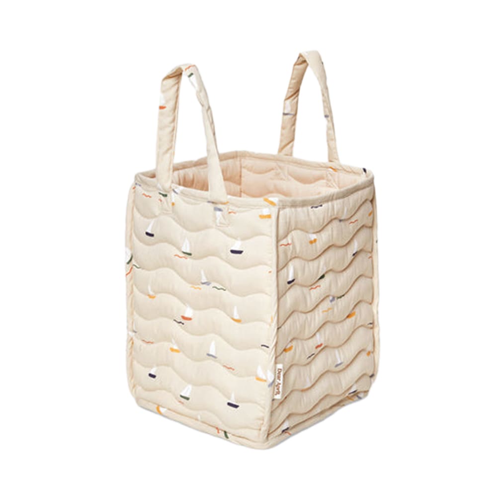 Dear April - Ami Basket - Quilted & Padded - Pond Boats - 25 x 25 x 30 cm