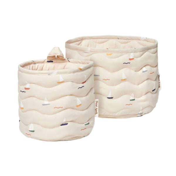 Dear April - Kiki Opbergmandje - Gewatteerd & Gepolsterd - Pond Boats - 2-pack