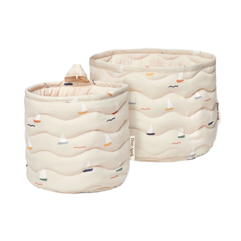 Dear April - Kiki Baskets - Quilted & Padded - Pond Boats - 2-pack