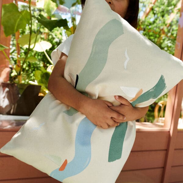 Dear April - Cinna Cushion - Embroidered Canvas - Big Waves - 40 x 60 cm