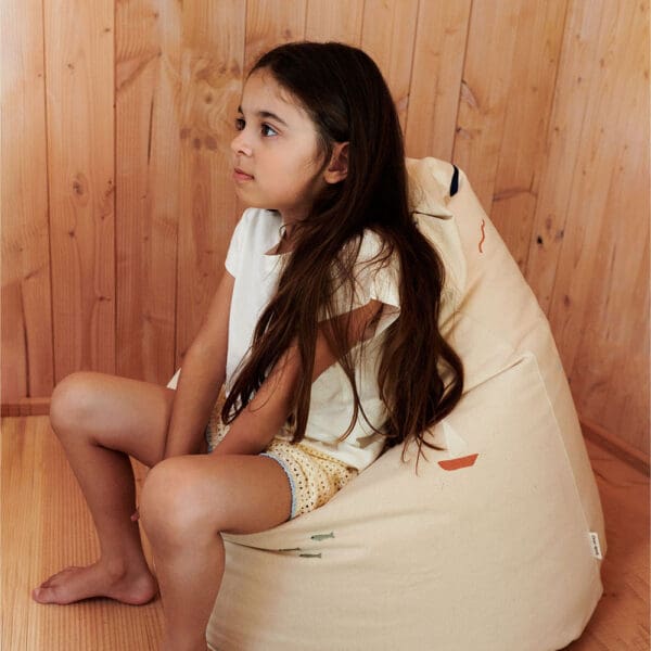 Dear April - Bay Bean Bag - Embroidered Canvas - Sea Life - 85 x Ø70 cm