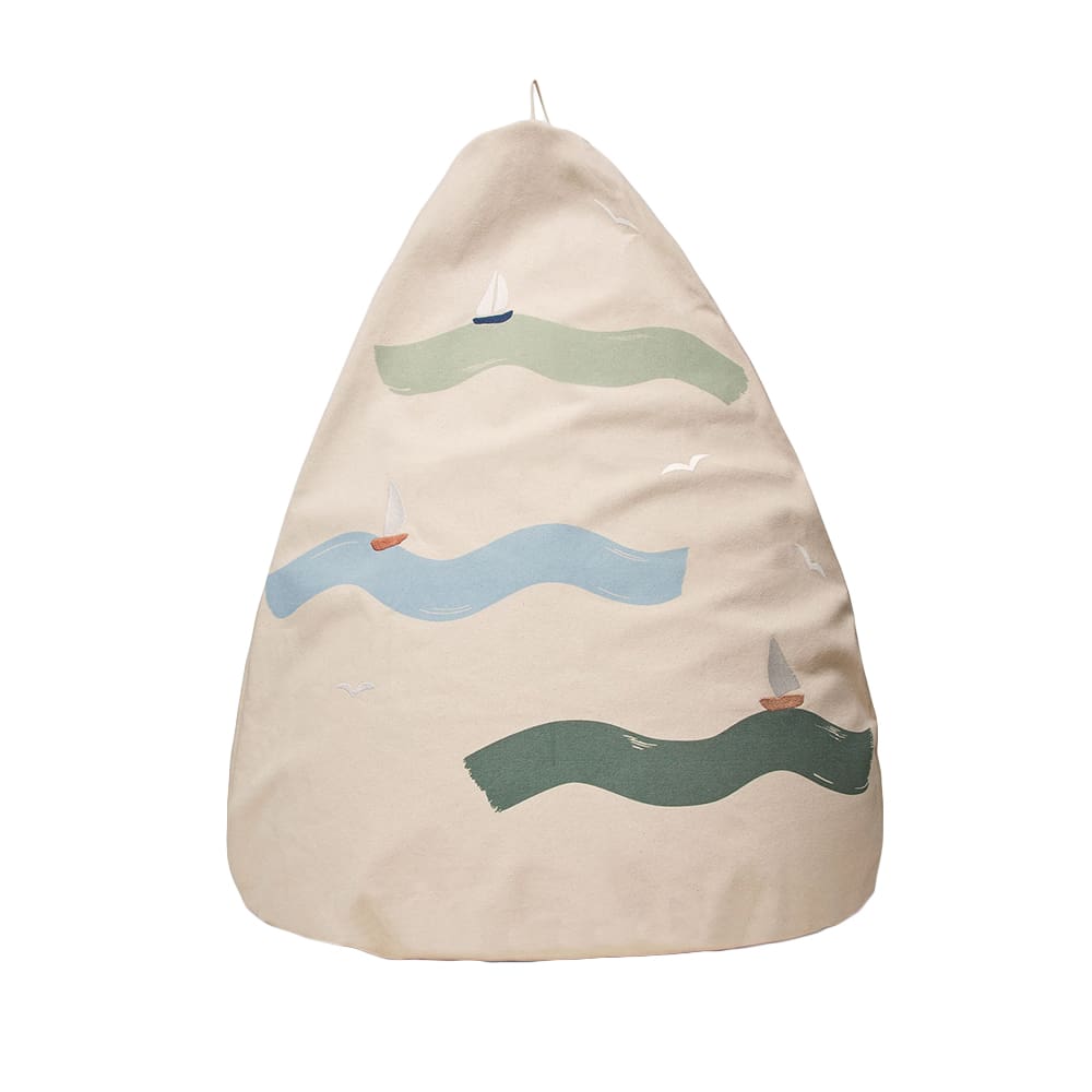 Dear April - Bay Bean Bag - Embroidered Canvas - Big Waves - 85 x Ø70 cm