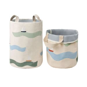 Dear April - Toto Opbergmanden - Geborduurd Canvas - Big Waves - 2-Pack