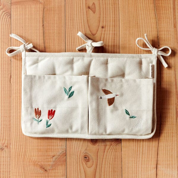 Dear April - Posy Bed Pockets - Padded - Embroidered Canvas -  24 x 38 cm