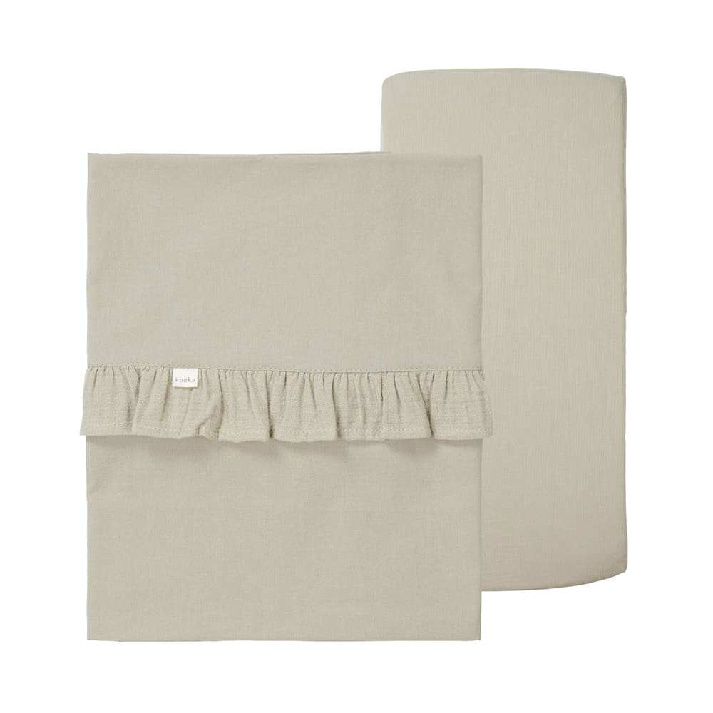 Koeka - Bassinet Sheet and Fitted Sheet Fuffle Combi Set Faro - Sage