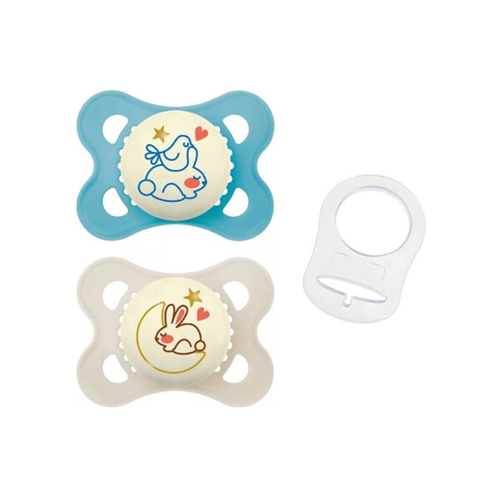 MAM - Schnuller Original Pure Night - Silikon - 0-6 Monate - Blau + Ring