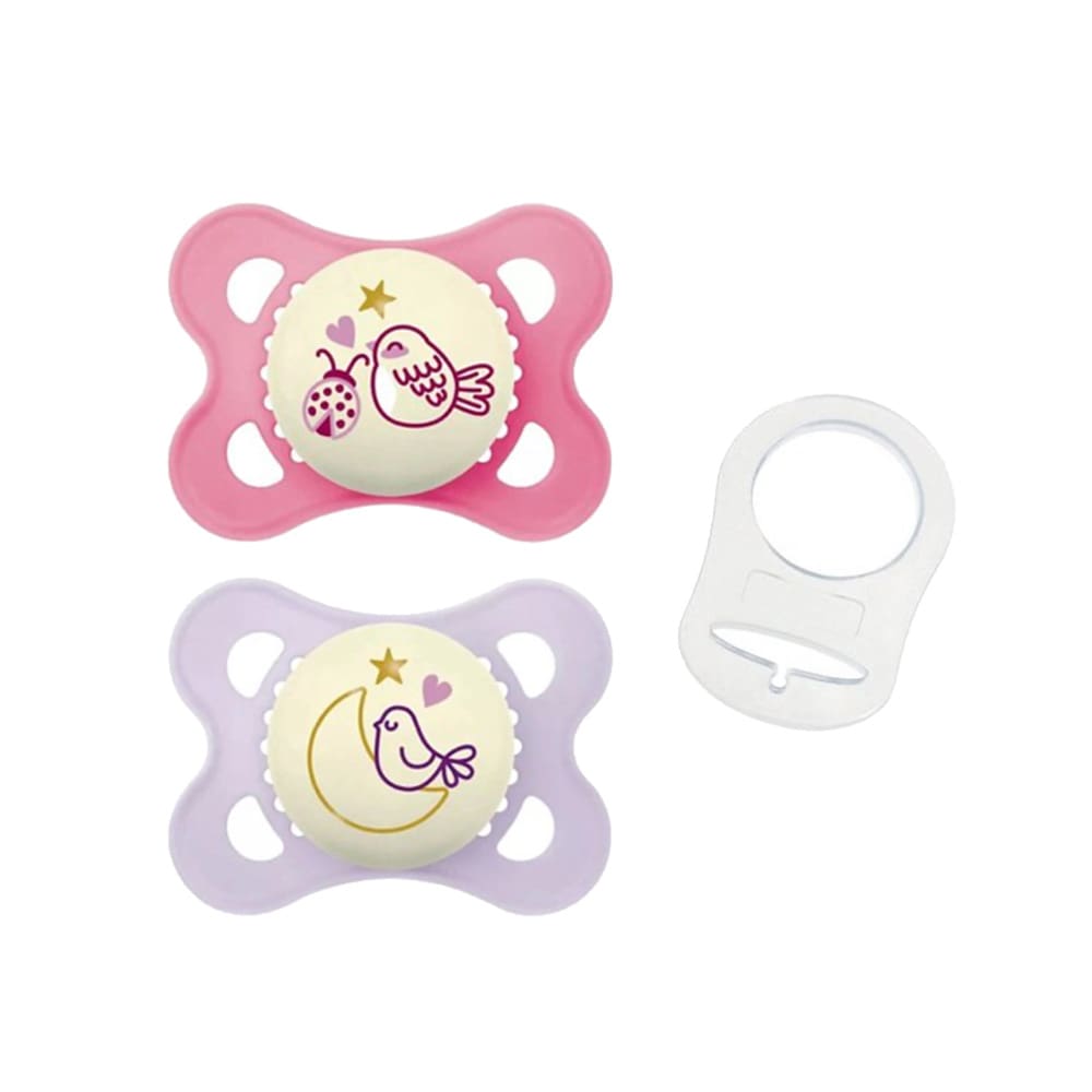MAM - Schnuller Original Pure Night - Silikon - 0-6 Monate - Rosa + Ring