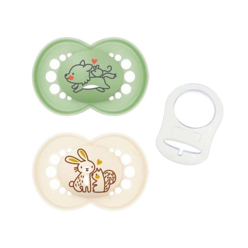 MAM - Pacifier Pure - 16+ months - Green - 2 pcs + Clip