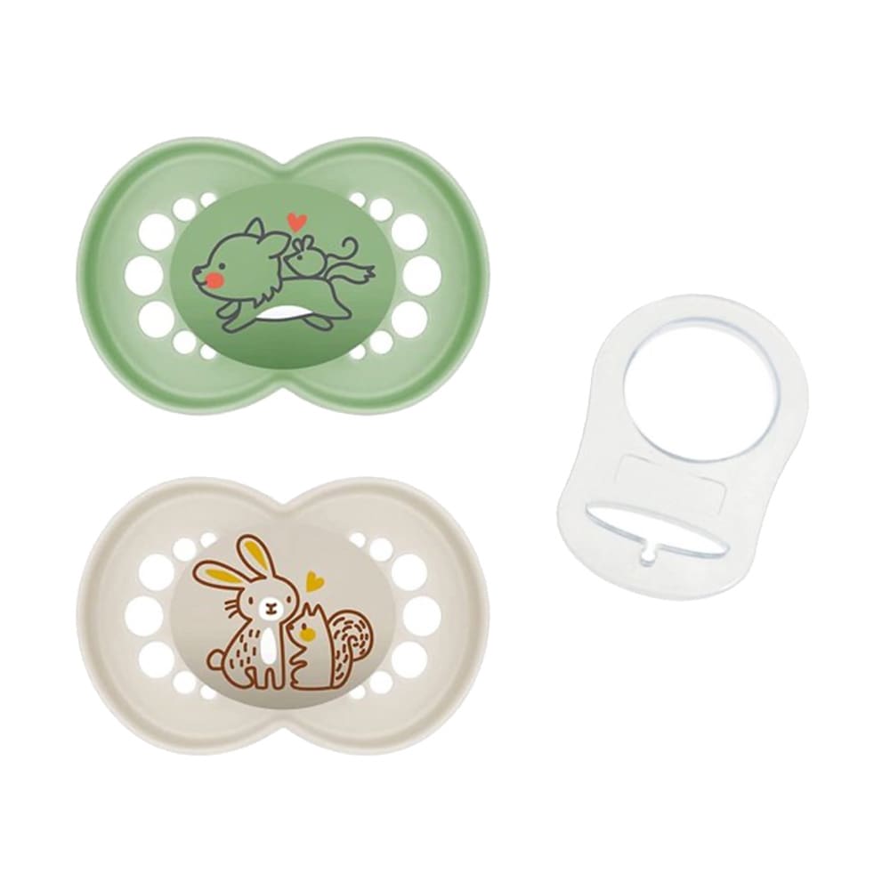 MAM - Pacifier Original Pure - Silicone - 6-16 months - Green + Clip