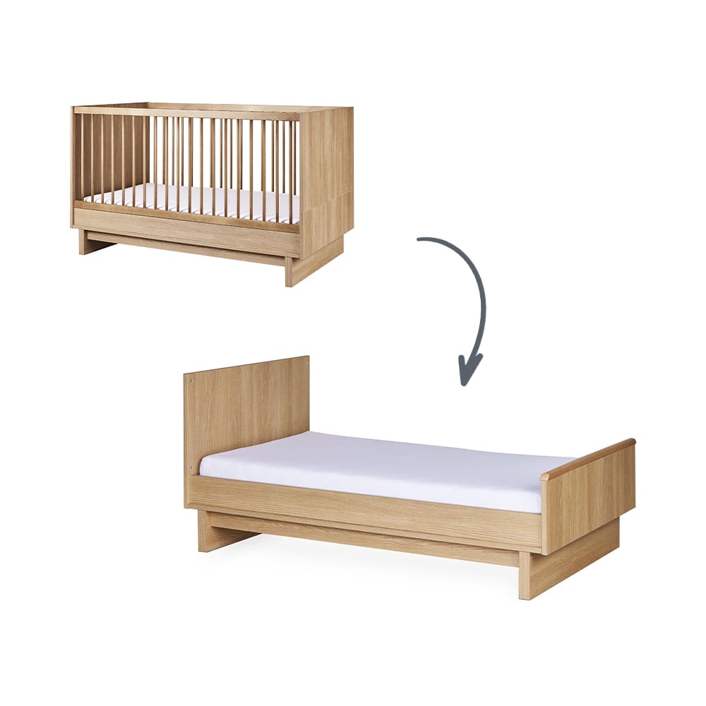 Quax - Kyo Convertible Baby Cot - Honey Ash - 140 x 70 cm