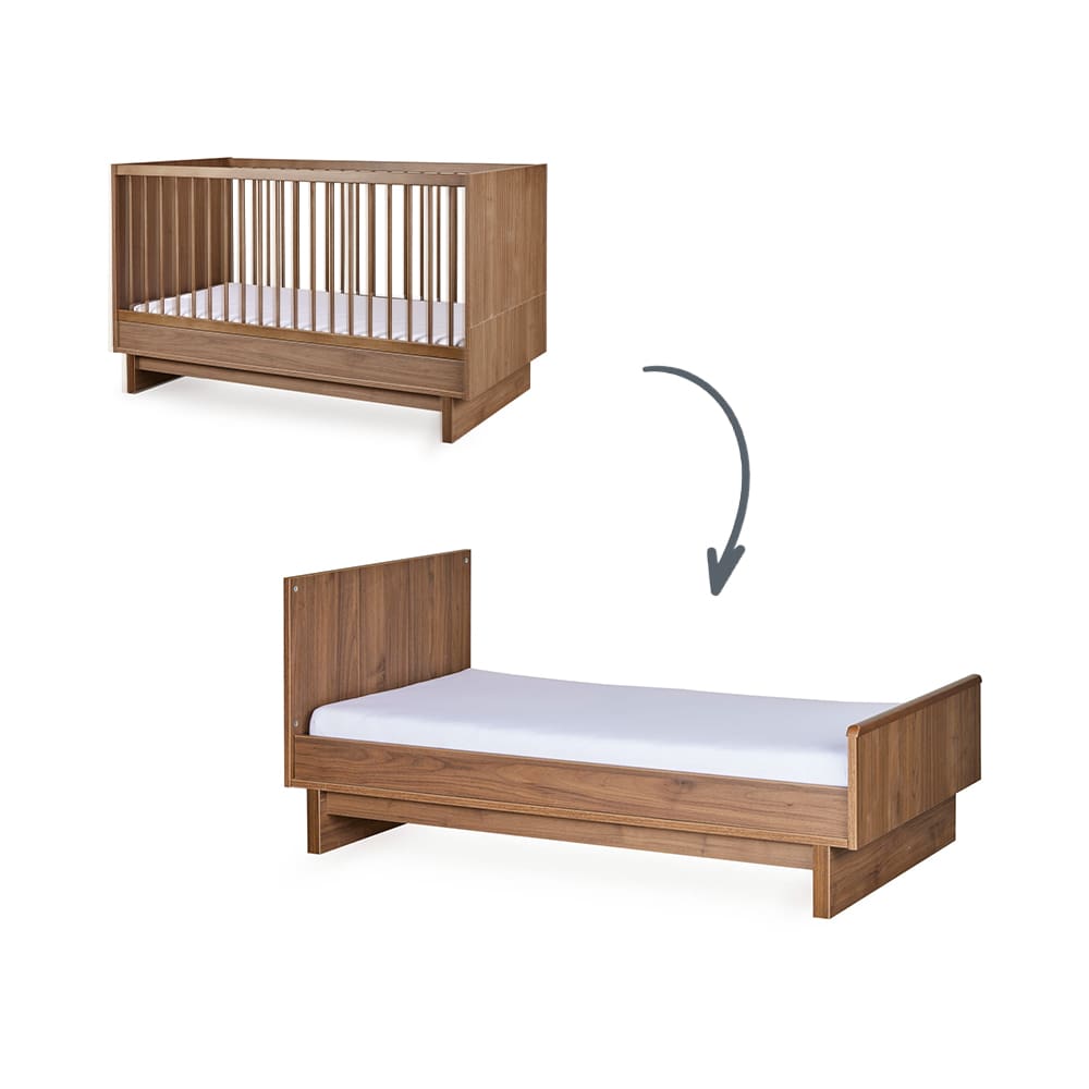 Quax - Kyo Convertible Baby Cot - Walnut - 140 x 70 cm