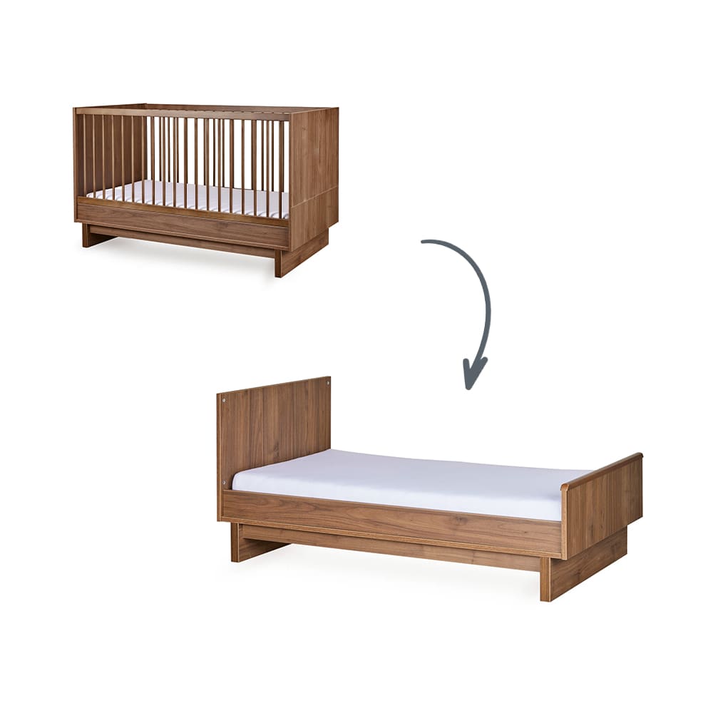 Quax - Kyo Convertible Baby Cot - Walnut - 120 x 70 cm
