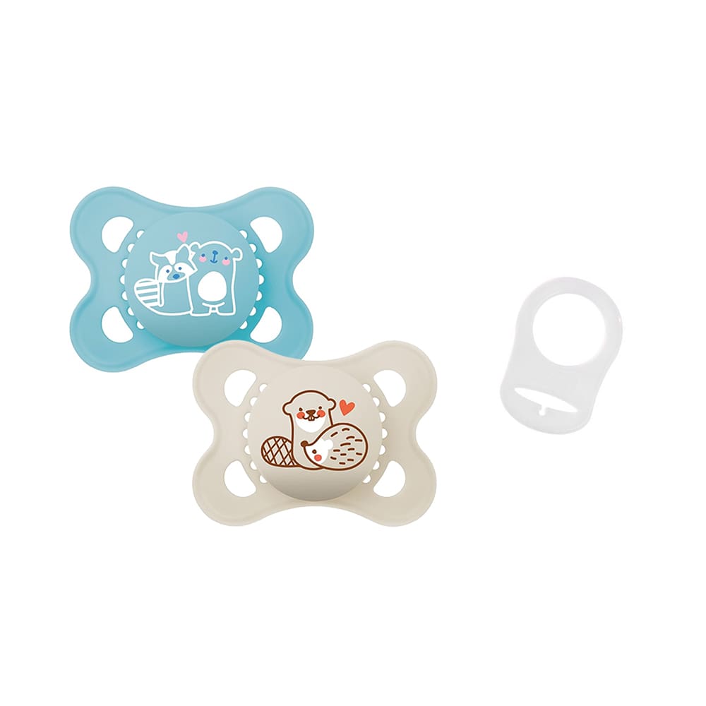 MAM - Pacifier Original Pure - Silicone - 0-6 months - Blue + Clip