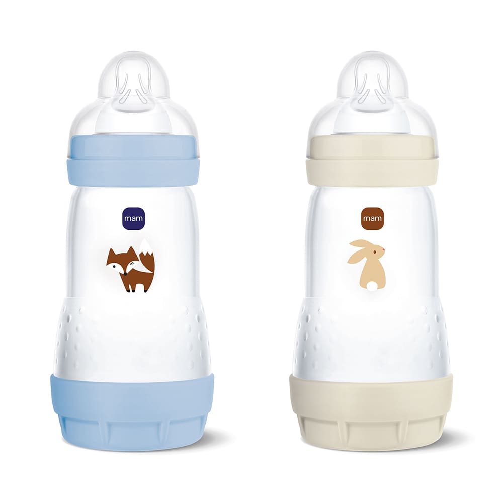 Mam - 2x Babybottle 260 ml - Blue/Beige