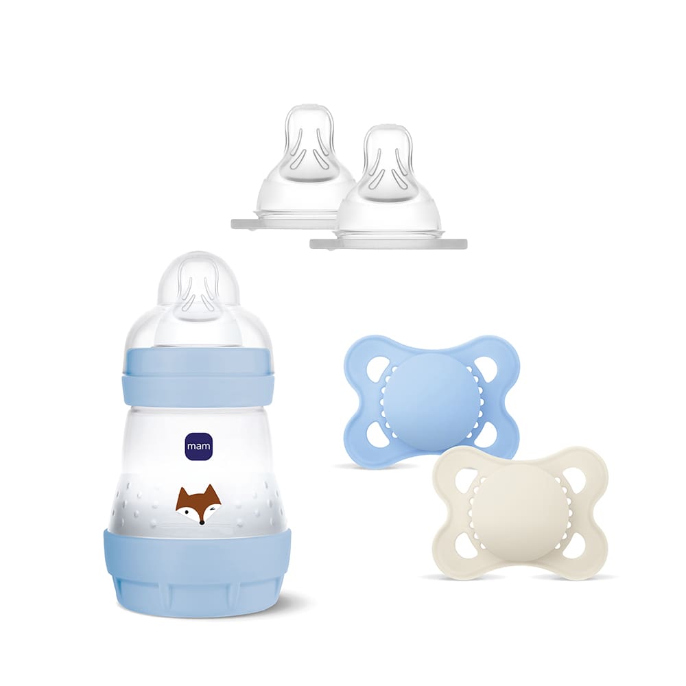 Mam - Easy Start Anti-Colic Babybottle Blue 160 ml + Bottle Teat Size 1 + Pacifier Plain 0-6