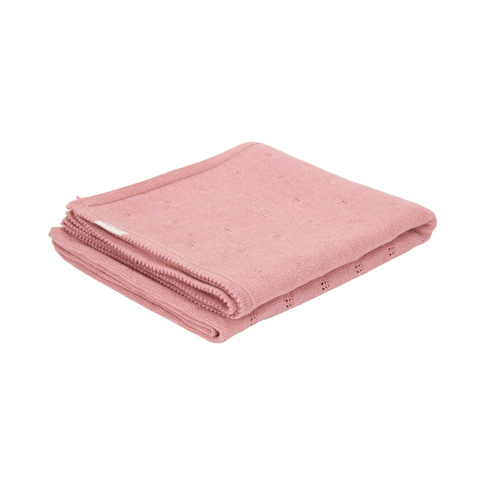 Little Dutch - Knitted Cot Blanket - Pure Pink Blush - 110 x 140 cm