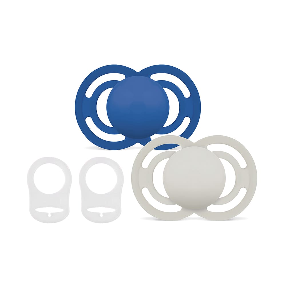 MAM - Pacifier - Perfect 16+ plain blue - 2 pcs + 2 clips
