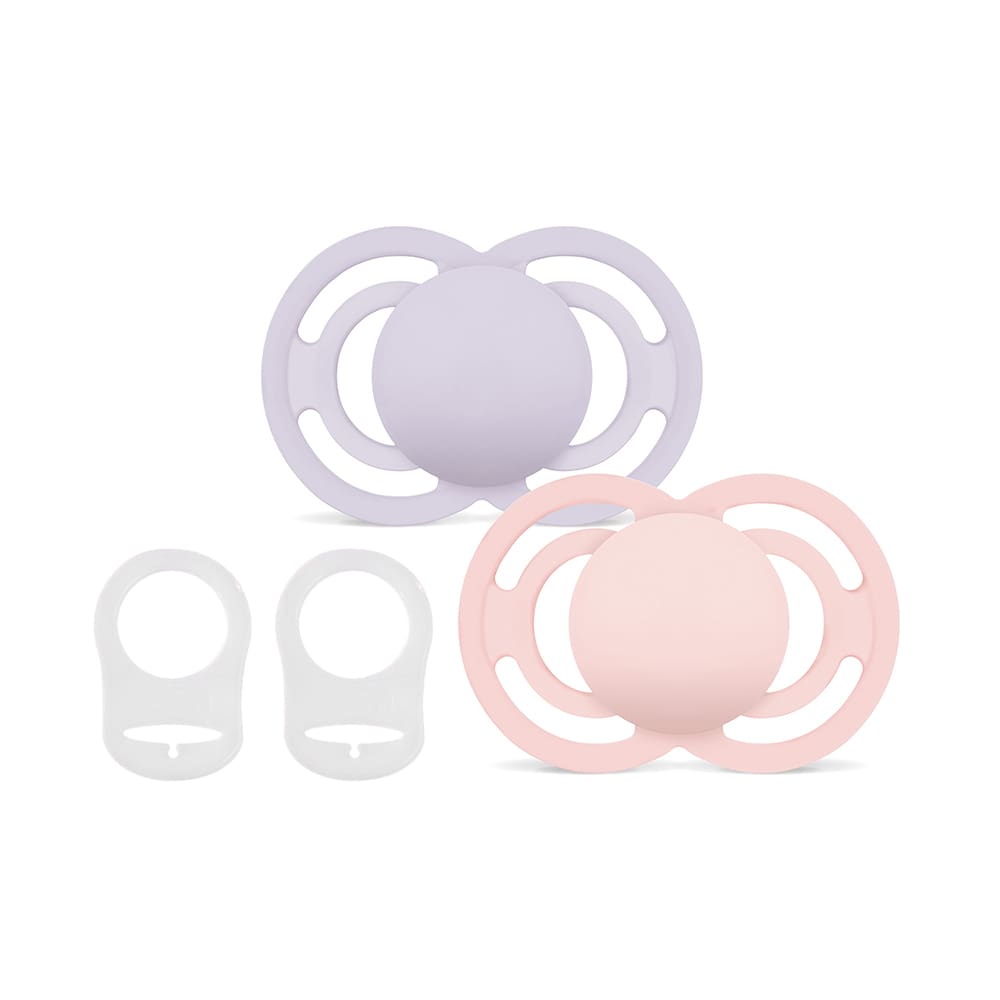 MAM - Pacifier - Perfect 16+ plain pink - 2 pcs + 2 clips