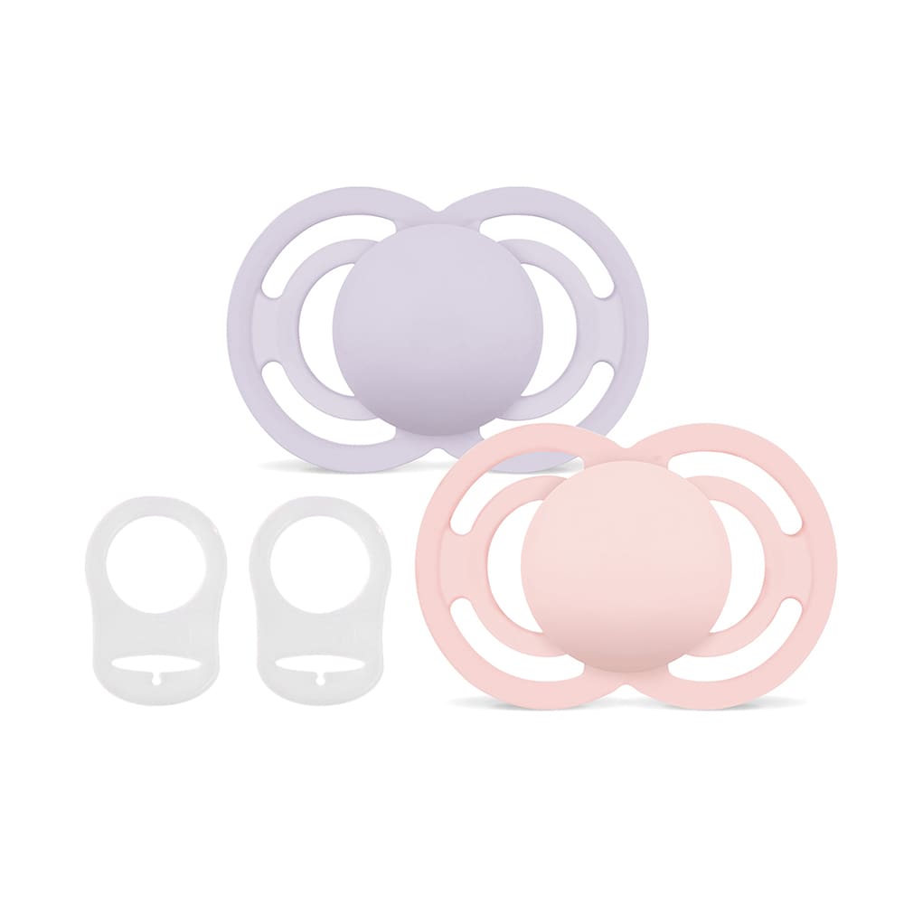 MAM - Pacifier - Perfect 6-16m plain pink - 2 pcs + 2 clips