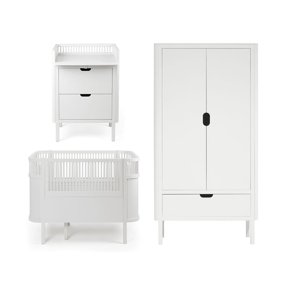Sebra - 3-piece Convertible Nursery - Baby & Junior Bed - White