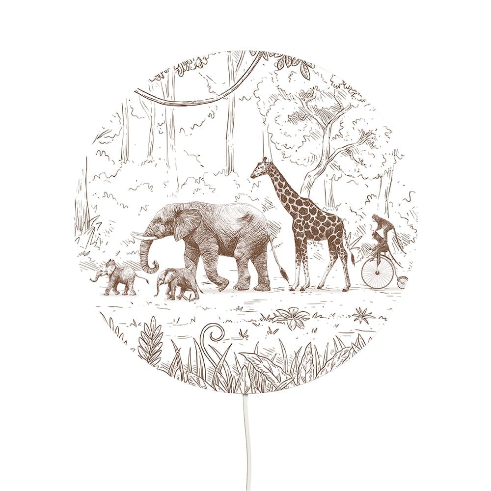 Kikki Belle - Round Wall Lamp - Animal Parade - Brown