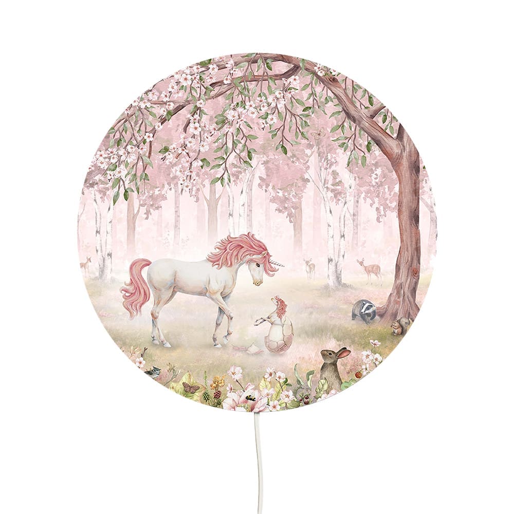 Kikki Belle - Round Wall Lamp - Unicorn - Pink