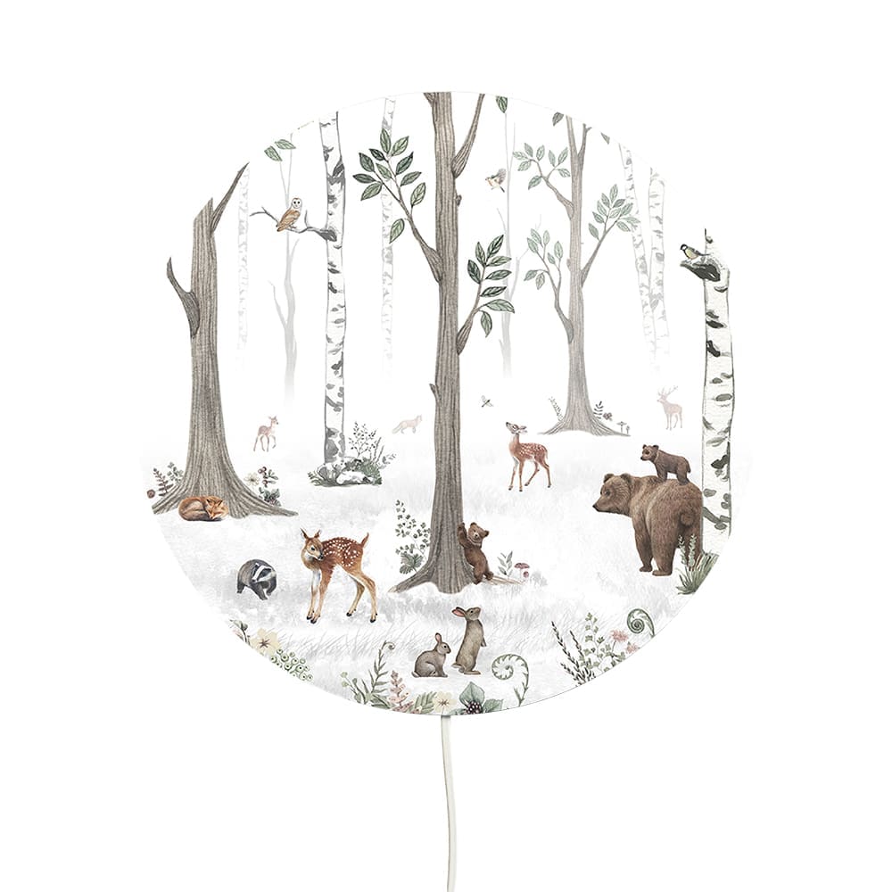 Kikki Belle - Round Wall Lamp - White Forest