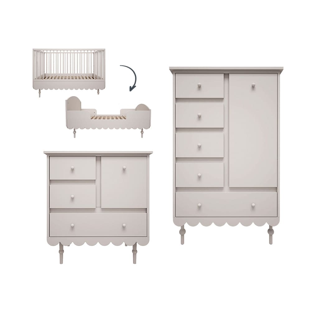 Wood Luck Design - Babushka - 3-piece Nursery - White